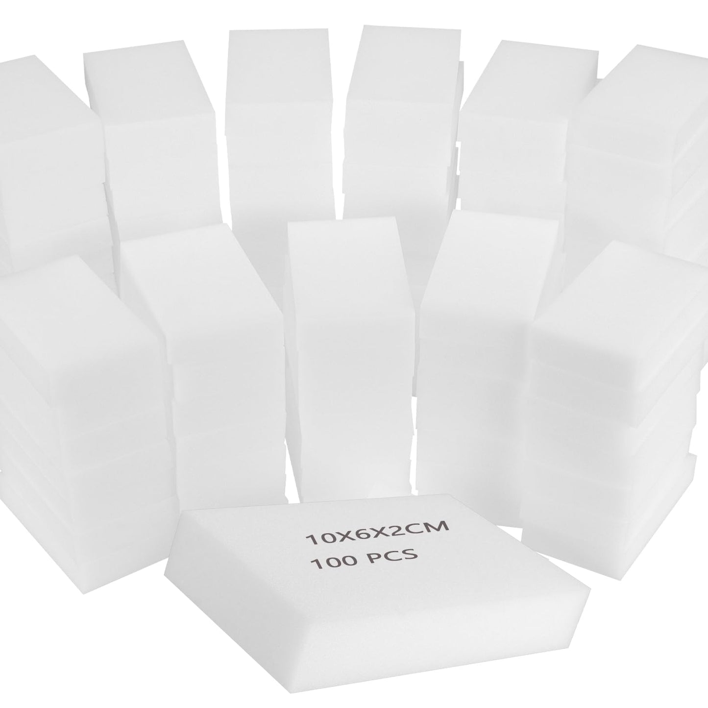 ZOENHOU Pack of 100 Magic Eraser Sponges, Premium White Cleaning Sponge Pads Bundle for Household Kitchen Bathroom Floor Wall Wiping Dirt Supplies,10-0