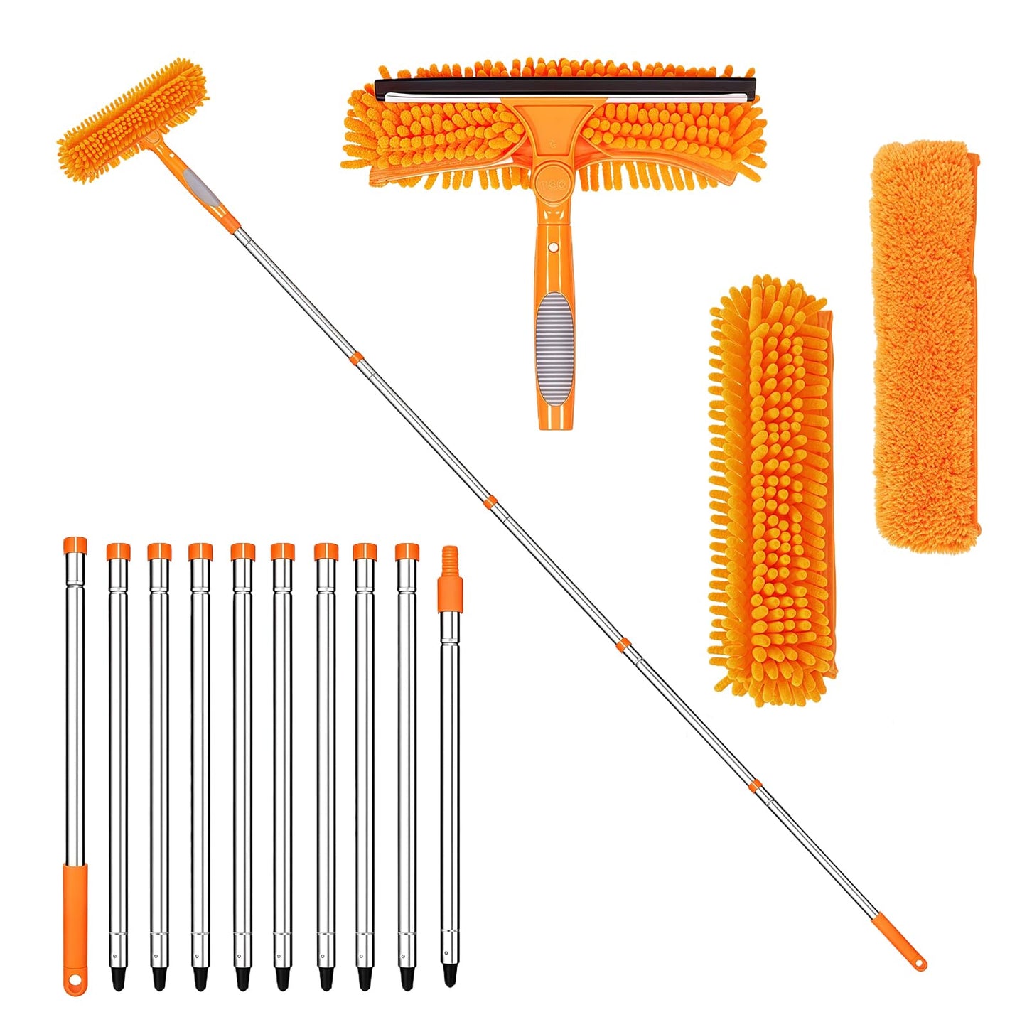 IHONYI 151In window cleaning equipment extendable window cleaning pole Window Cleaning Kit With window squeegee Microfiber Scrubber,window cleaning-0