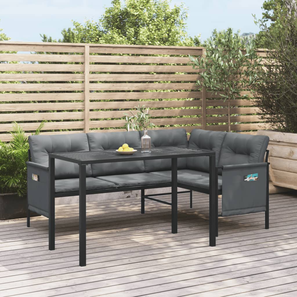 NNEVL 2 Piece Garden Dining Set Anthracite Steel-0