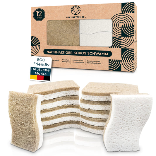 Zukunftsenkel Dishwashing Sponge Sustainable Kitchen Sponges Biodegradable Natural Sponge Environmentally Friendly Coconut Sponge (12), Nachhaltige-0