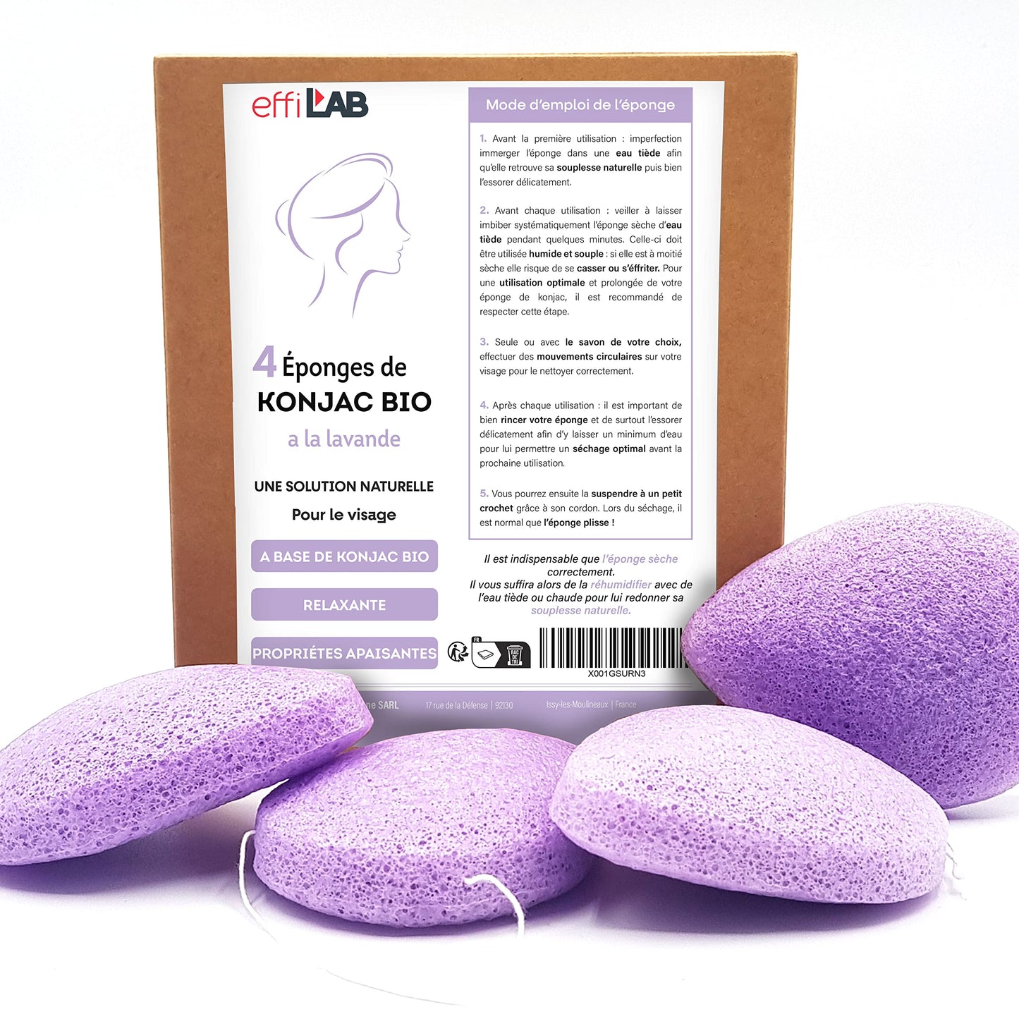 Organic Konjac Face Sponge Blender with Lavender | 4 Pack Drop-Shaped Sponges | Natural Vegetable Cleansing Sponge-0