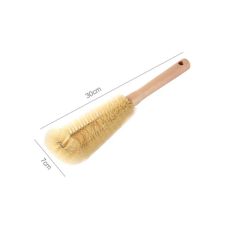 Kitchen cleaning tools Drink bottles Glass scrubbers Cleaning brush Wooden bottle cleaning brush with long handle-5