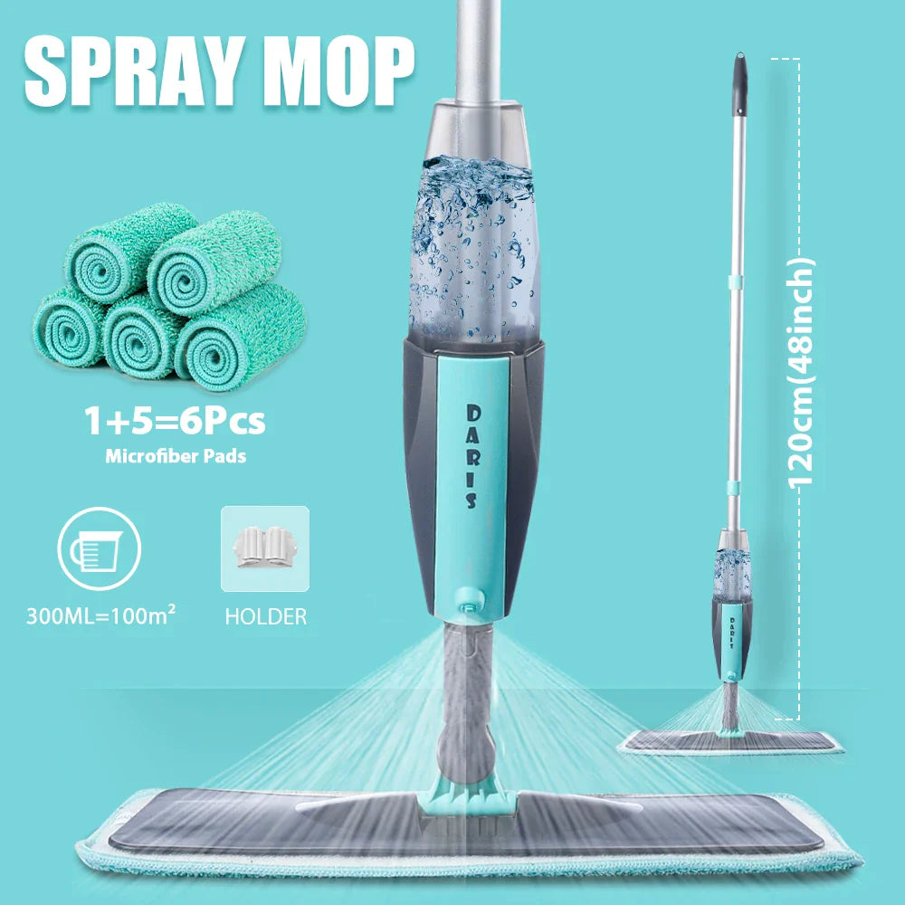 Magic Floor Cleaning Sweeper Brooms With Microfiber Pads 360° Rotation Flat Spray Floor Mop Broom For Cleaning Home Spin Mop-0