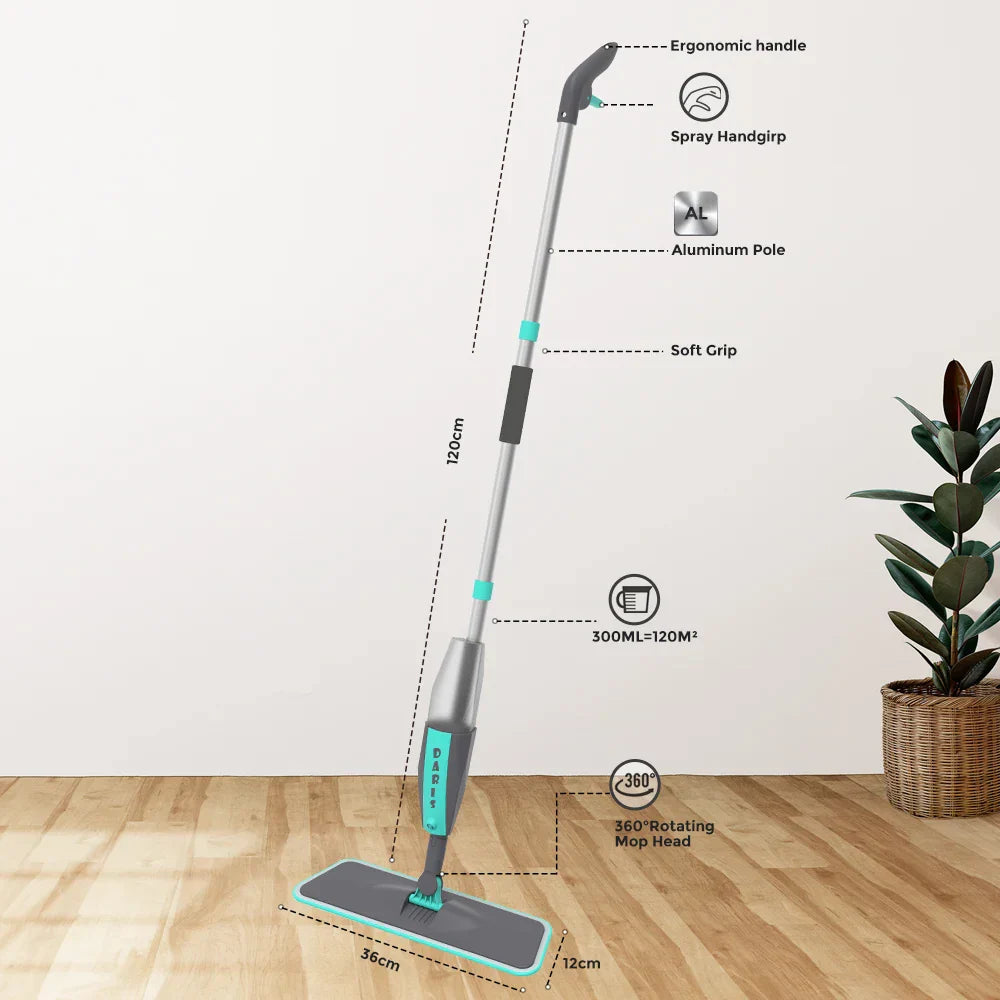 Magic Floor Cleaning Sweeper Brooms With Microfiber Pads 360° Rotation Flat Spray Floor Mop Broom For Cleaning Home Spin Mop-2