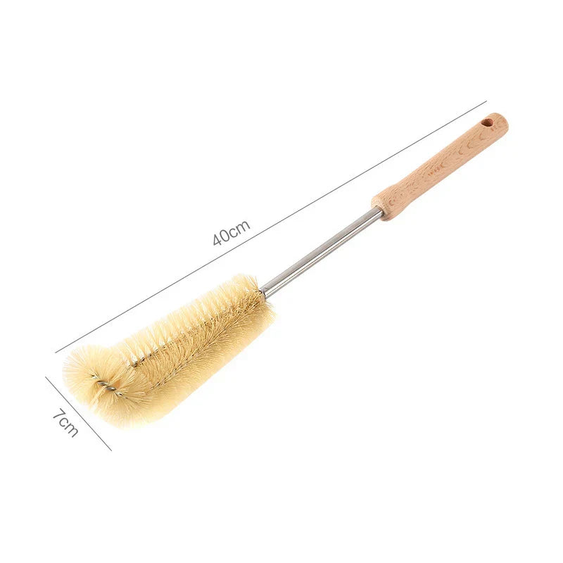 Kitchen cleaning tools Drink bottles Glass scrubbers Cleaning brush Wooden bottle cleaning brush with long handle-6