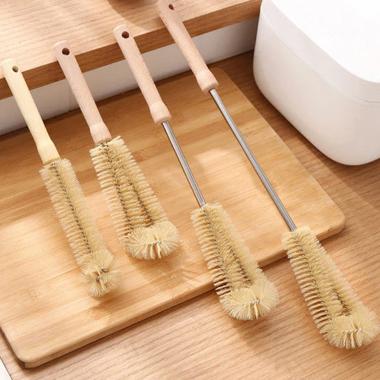 Kitchen cleaning tools Drink bottles Glass scrubbers Cleaning brush Wooden bottle cleaning brush with long handle-0
