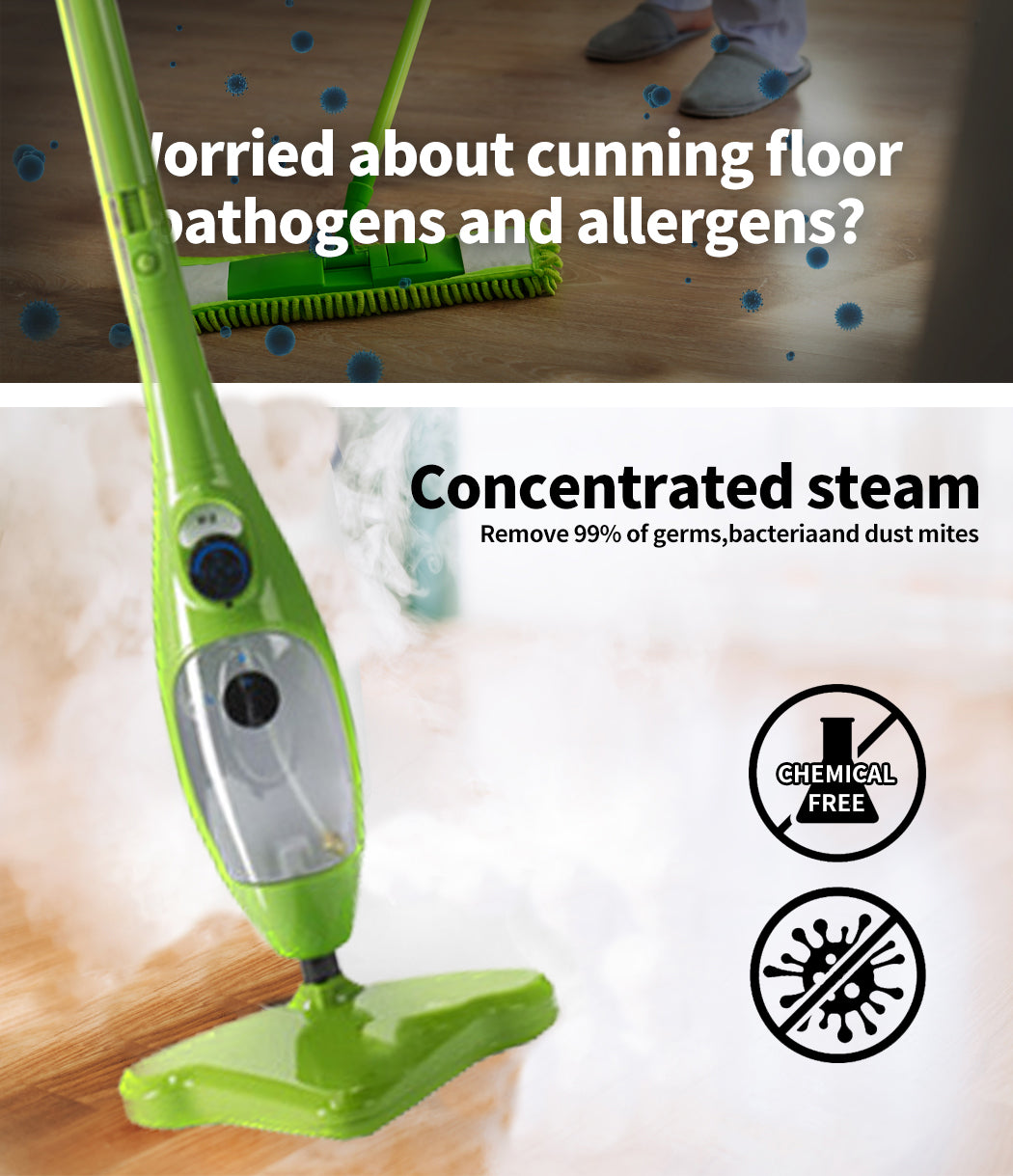 NNEDSZ Steam Mop Handheld Carpet Cleaner High Pressure Steamer Floor Cleaning 1300W-2