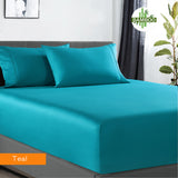 NNEDSZ 400 thread count bamboo cotton 1 fitted sheet with 2 pillowcases king teal-0